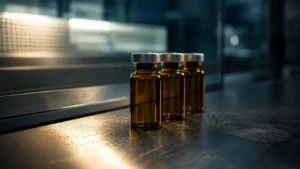 Unlabelled vials in a clean room representing Thai FDA registration and business licensing