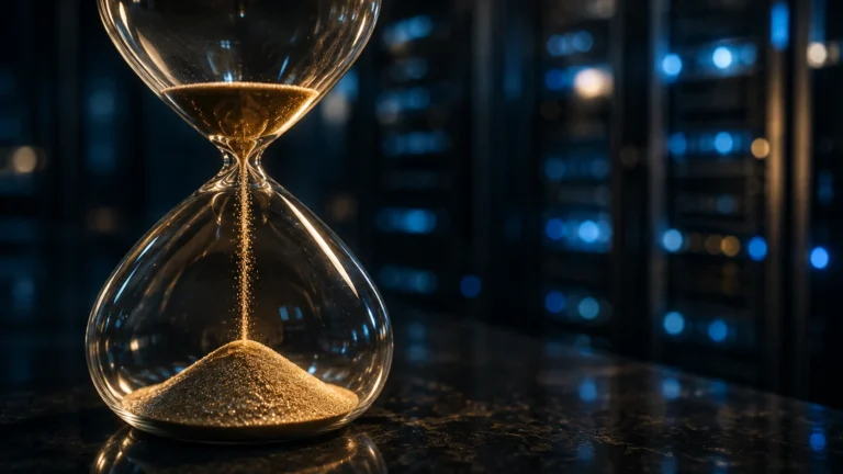 Hourglass against server racks representing data breach notification in Thailand